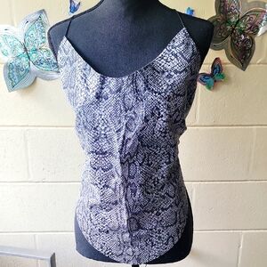 LEATHER SNAKE PRINT HALTER TOP